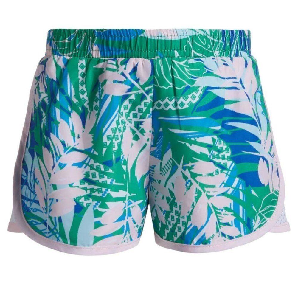Ideology Shorts Girls SZ 6 Blue Green Tropical Print Pull On Elastic Waist Lined